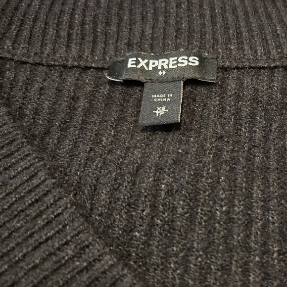Express Black V-Neck Sweater with Ribbed Cuffs - Picture 9 of 10